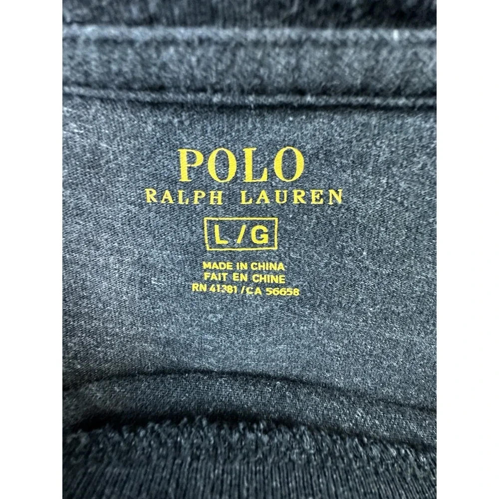 Polo Ralph Lauren T Shirt Men Large Gray L/S Crew Neck Red Pony Casual Classic